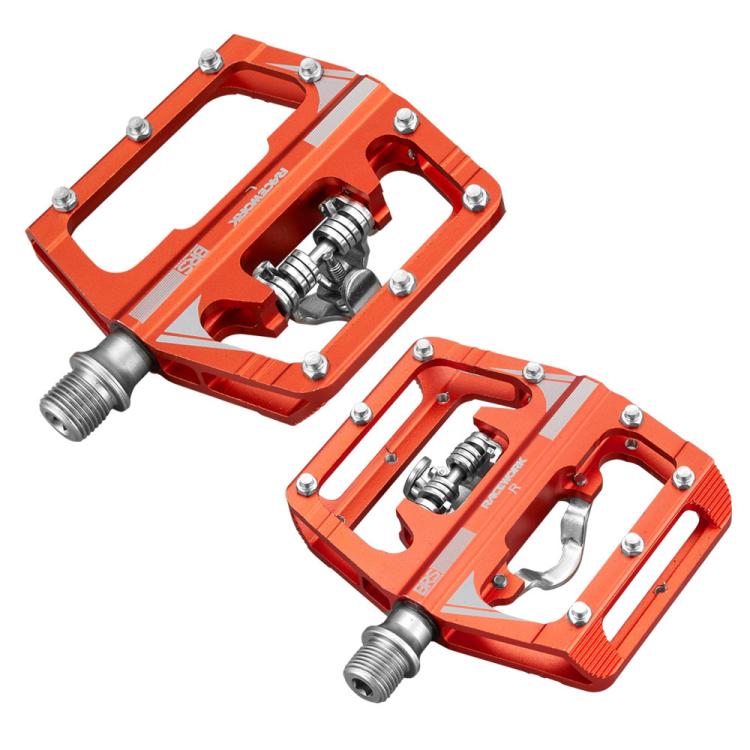 RACEWORK M215 Bicycle Lock Pedal To Flat Pedal Aluminum Alloy SPD Clipless Pedal(Orange) - free shipping - PMc TechLife - Order now!
