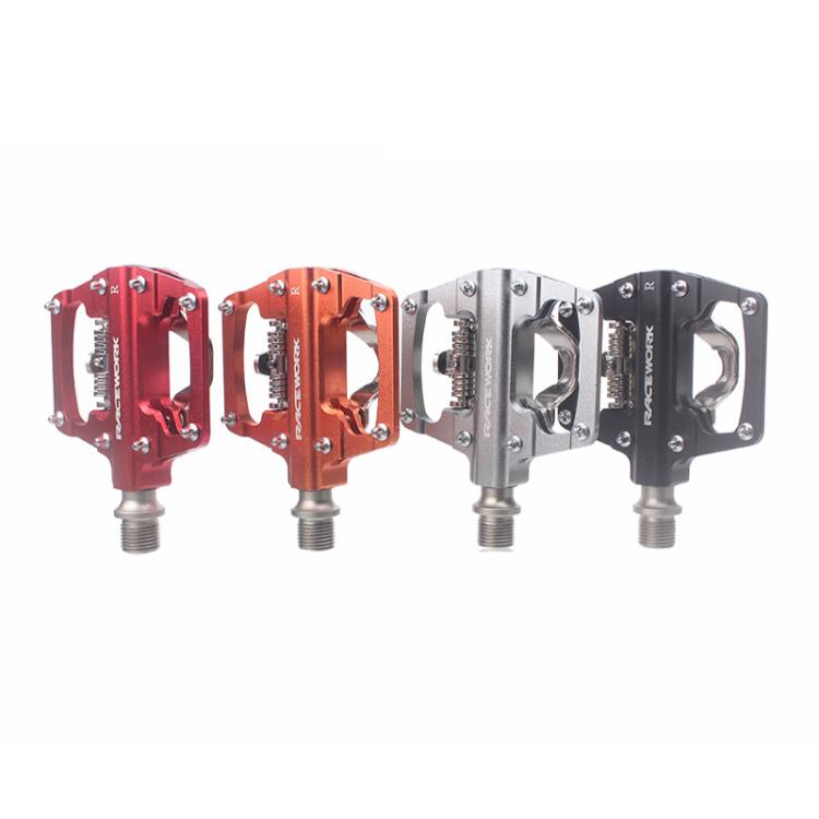 RACEWORK RK213 1pair Mountain Bike SPD + Flat Pedal Self-locking Dual-purpose Pedal(Red) - free shipping - PMc TechLife - Order now!