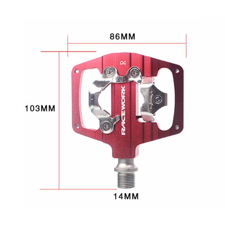 RACEWORK RK213 1pair Mountain Bike SPD + Flat Pedal Self-locking Dual-purpose Pedal(Red) - free shipping - PMc TechLife - Order now!