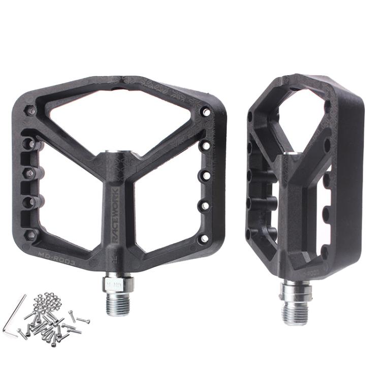 RACEWORK RK579 1pair Bicycle Wide Anti-slip Bearing Pedal Nylon Pedal(Black) - Pedals by RACEWORK | Online Shopping South Africa | PMc TechLife | Buy Now Pay Later Mobicred