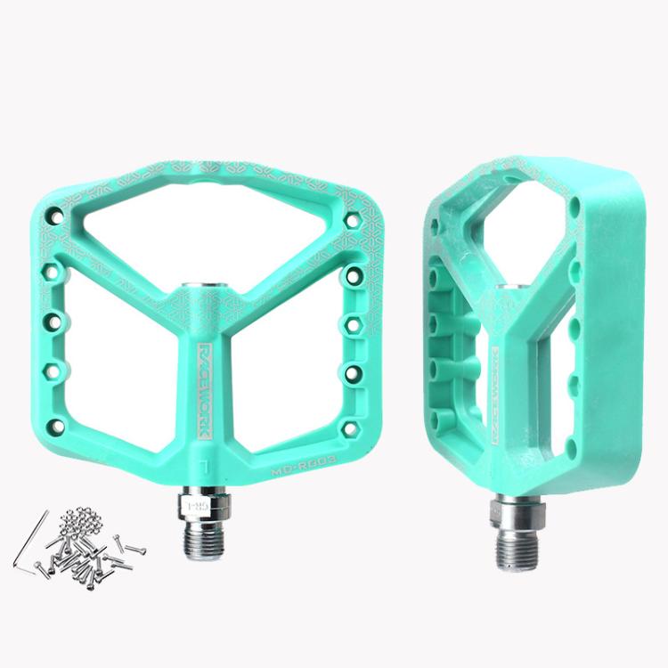 RACEWORK RK579 1pair Bicycle Wide Anti-slip Bearing Pedal Nylon Pedal(Cyan) - free shipping - PMc TechLife - Order now!