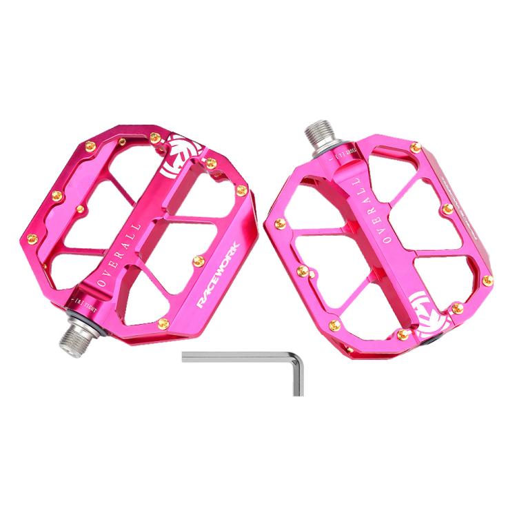 RACEWORK D029 CNC Triple Bearing Hollow Anti-slip Bicycle Pedals(Rose Red) - free shipping - PMc TechLife - Order now!