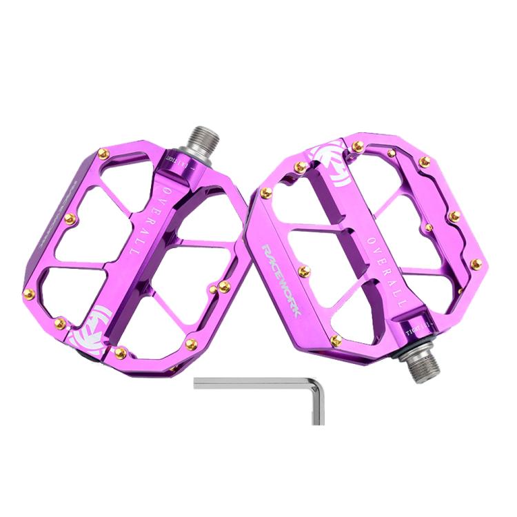 RACEWORK D029 CNC Triple Bearing Hollow Anti-slip Bicycle Pedals(Purple) - free shipping - PMc TechLife - Order now!