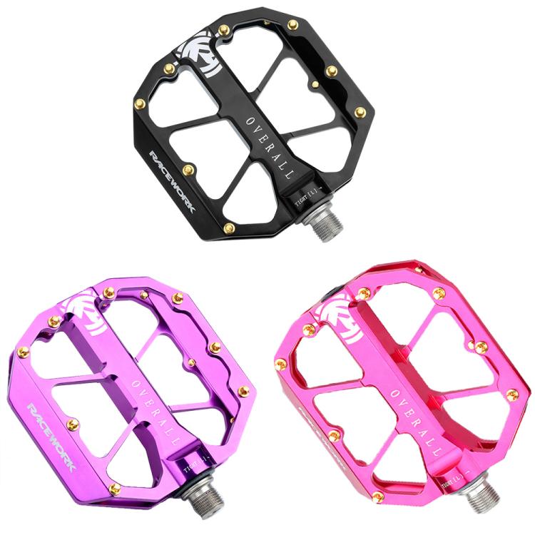 RACEWORK D029 CNC Triple Bearing Hollow Anti-slip Bicycle Pedals(Rose Red) - free shipping - PMc TechLife - Order now!