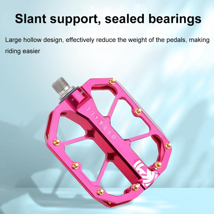 RACEWORK D029 CNC Triple Bearing Hollow Anti-slip Bicycle Pedals(Rose Red) - free shipping - PMc TechLife - Order now!