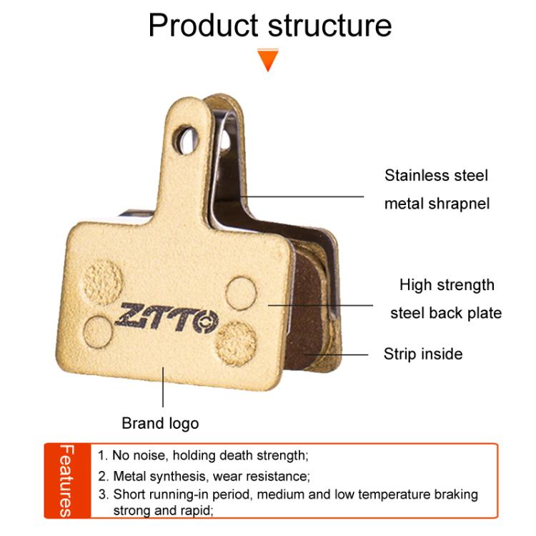 2pairs ZTTO Mountain Bike Full Metal Copper Base Lining Oil Disc Block Brake Pad, Model: MJ-02D - Bicycle Brake Parts by ZTTO | Online Shopping South Africa | PMc TechLife | Buy Now Pay Later Mobicred