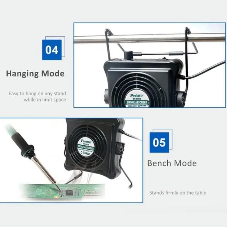 ProsKit SS-595H  Soldering Fume Extractor With Blowing/Suction, Adjustable Wall/Desk Mount - - free shipping - PMc TechLife - Order now!