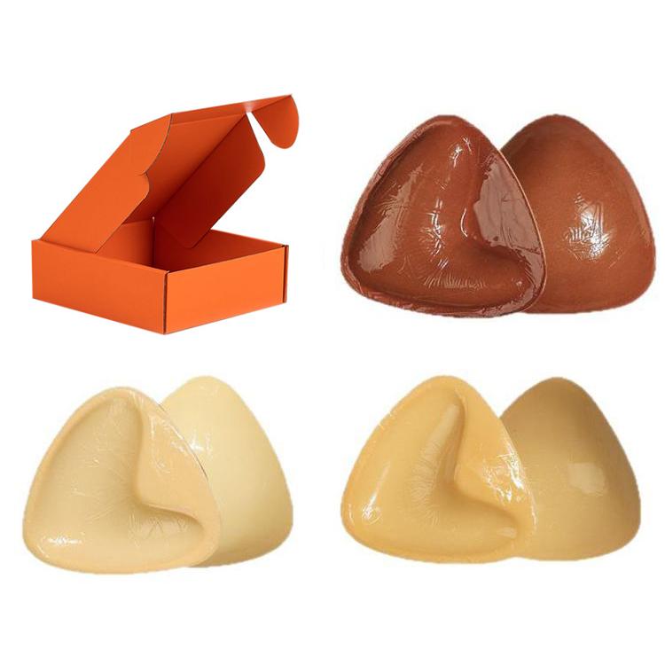 Double-Sided Silicone Thickened Inserts Gather Triangle Breast Pads, Size: L/C(White Skin Color With Orange Box) - free shipping - PMC TechLife - Order now!