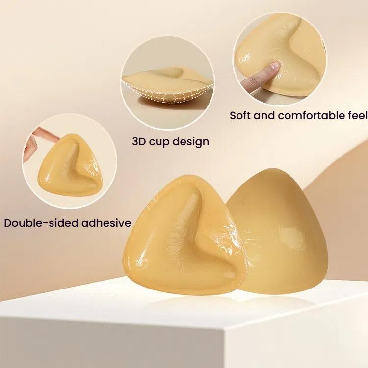 Double-Sided Silicone Thickened Inserts Gather Triangle Breast Pads, Size: XL/D(Medium Skin Color With Orange Box) - free shipping - PMC TechLife - Order now!