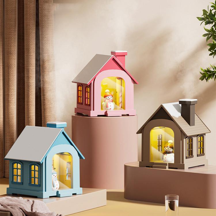 500ML Portable Mini Snow House Humidifier USB Desktop Snowman Colorful Ambient Light Air Humidifiers, Size: Plug-in(Pink) - free shipping - PMC TechLife - Order now!