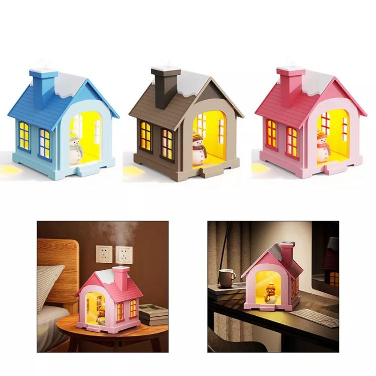 500ML Portable Mini Snow House Humidifier USB Desktop Snowman Colorful Ambient Light Air Humidifiers, Size: Rechargeable(Pink) - free shipping - PMC TechLife - Order now!
