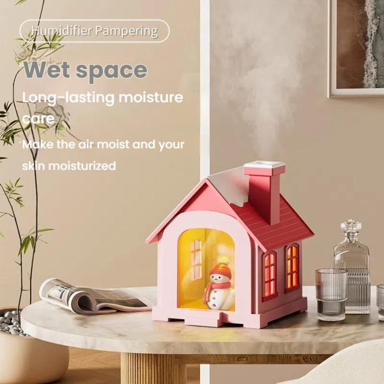 500ML Portable Mini Snow House Humidifier USB Desktop Snowman Colorful Ambient Light Air Humidifiers, Size: Plug-in(Blue) - free shipping - PMC TechLife - Order now!