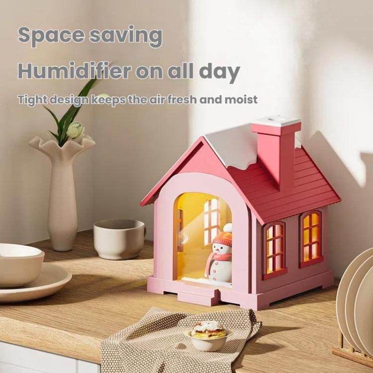 500ML Portable Mini Snow House Humidifier USB Desktop Snowman Colorful Ambient Light Air Humidifiers, Size: Plug-in(Brown) - free shipping - PMC TechLife - Order now!