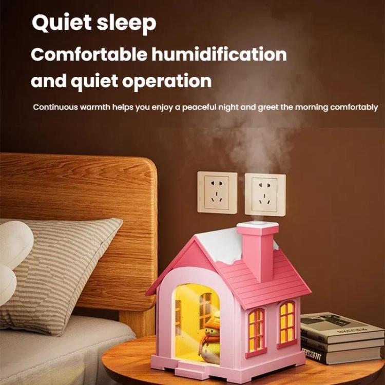 500ML Portable Mini Snow House Humidifier USB Desktop Snowman Colorful Ambient Light Air Humidifiers, Size: Rechargeable(Pink) - free shipping - PMC TechLife - Order now!