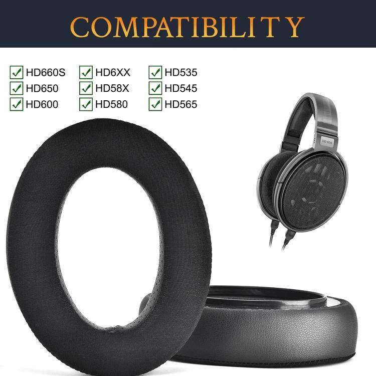 1pair Ice Feeling Earpads For Sennheiser HD650, HD660 S, HD600, HD580, HD565, HD545, HD535 Replacement Earmuffs(Black) - Earmuff & Pad by PMc TechLife | Online Shopping South Africa | PMc TechLife | Buy Now Pay Later Mobicred