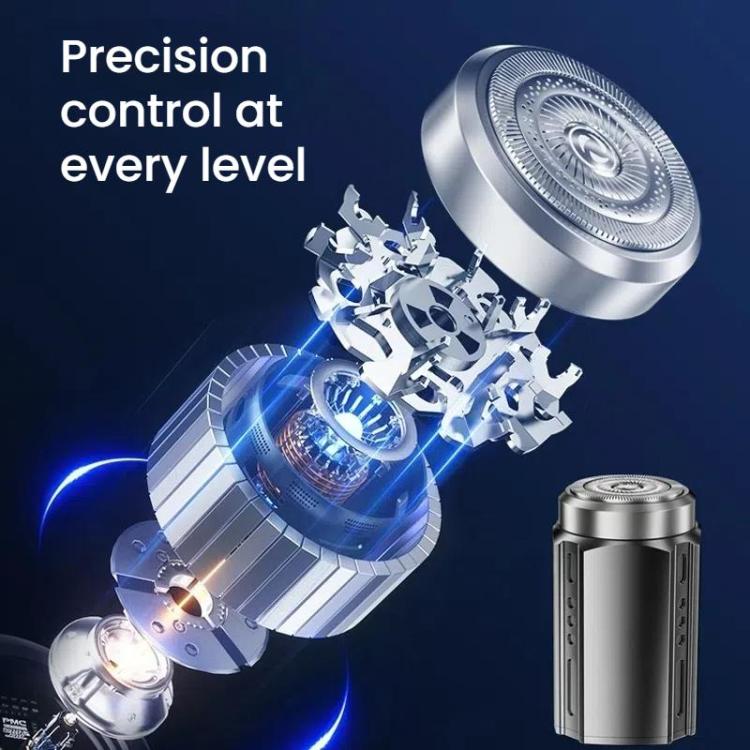 Portable Electric Shaver for Men with LCD Display ��� Travel-Friendly Mini Shaver, USB Type-C Fast Charging, Waterproof & Washable Design, Style: 6-blade Head Black - free shipping - PMC TechLife - Order now!
