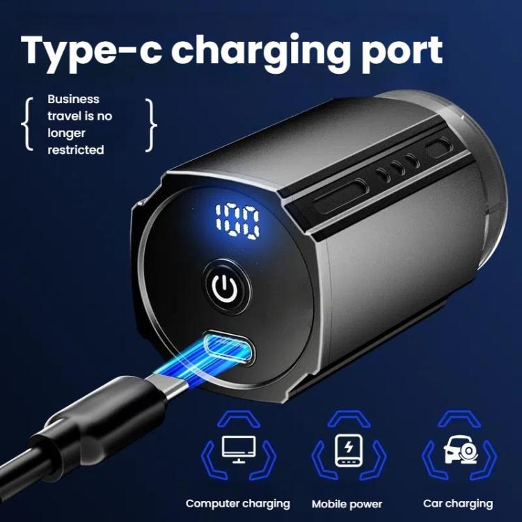 Portable Electric Shaver for Men with LCD Display ��� Travel-Friendly Mini Shaver, USB Type-C Fast Charging, Waterproof & Washable Design, Style: 6-blade Head Dark Metallic Gray - free shipping - PMC TechLife - Order now!