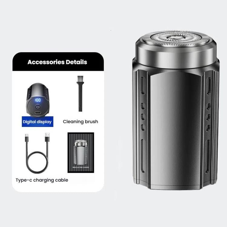 Portable Electric Shaver for Men with LCD Display ��� Travel-Friendly Mini Shaver, USB Type-C Fast Charging, Waterproof & Washable Design, Style: Floating Blade Dark Metallic Gray - free shipping - PMC TechLife - Order now!