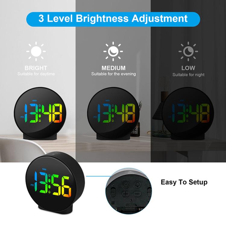 EDUP EH-8816 Simple Digital Electronic Clock Night Light Battery Plug-in Dual Power Mode Alarm Clock(Black Case Colorful Letter) - free shipping - PMC TechLife - Order now!