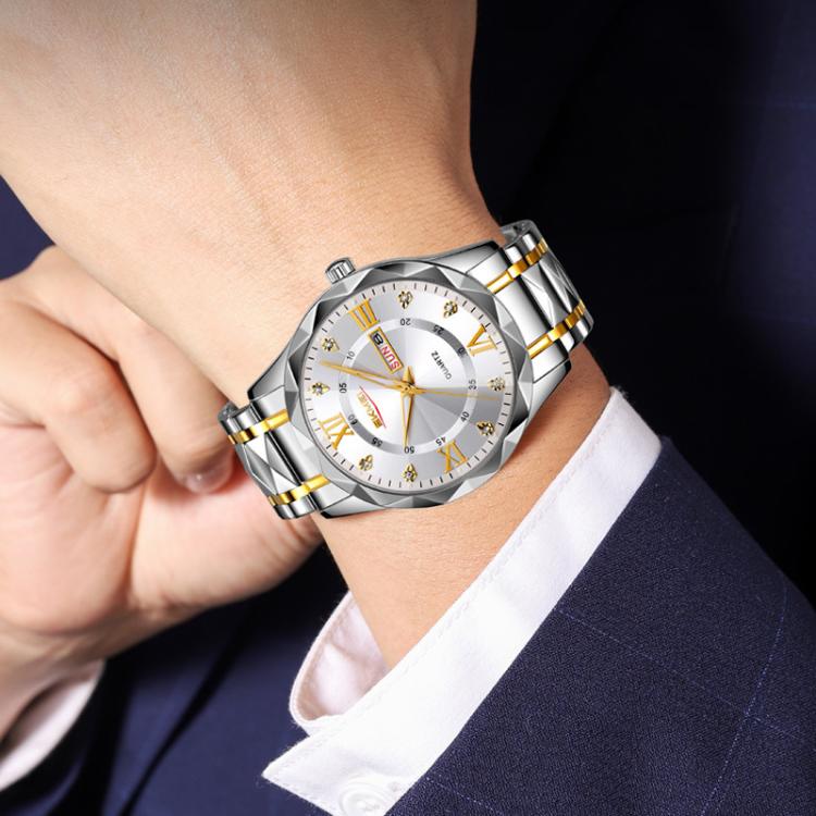 SKMEI Business Casual Watches Diamond Case Luminous Waterproof Quartz Watch, Style: Men Silver Case Silver Dial - free shipping - PMC TechLife - Order now!