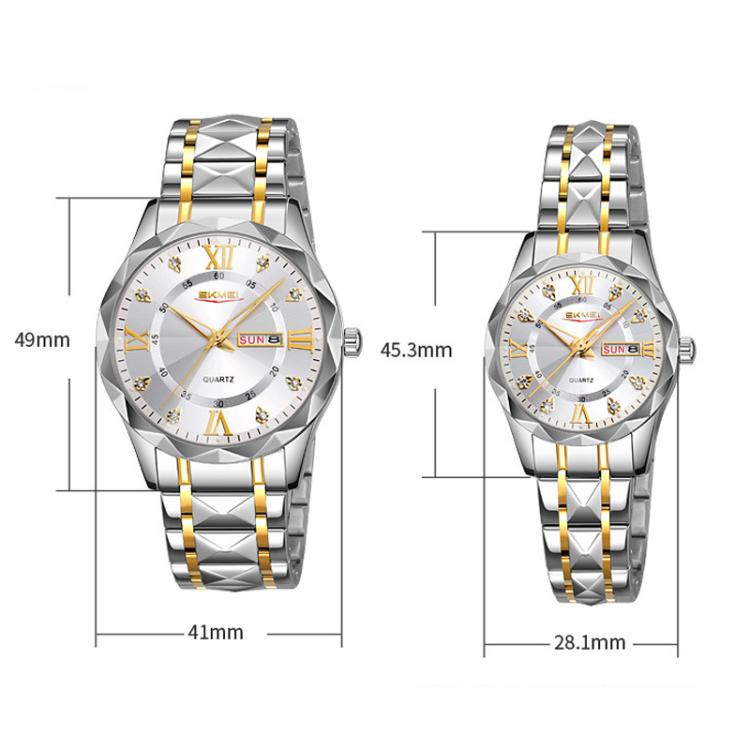 SKMEI Business Casual Watches Diamond Case Luminous Waterproof Quartz Watch, Style: Men Silver Case Silver Dial - free shipping - PMC TechLife - Order now!