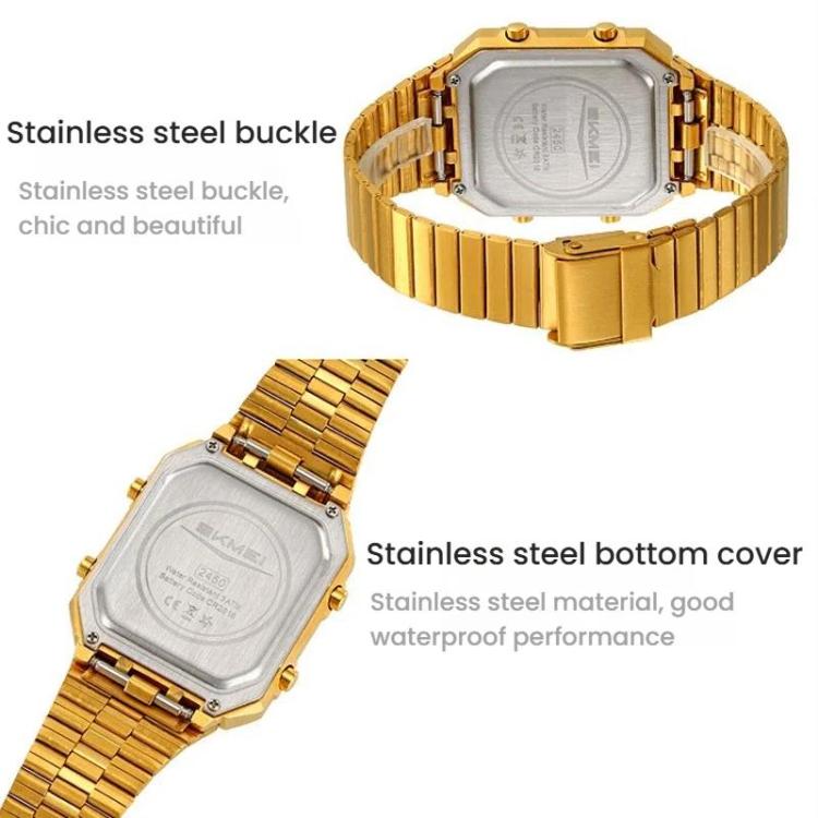 SKMEI 2450 Men Business Multifunctional Watch Casual Waterproof Square Electronic Watch(Silver) - free shipping - PMC TechLife - Order now!