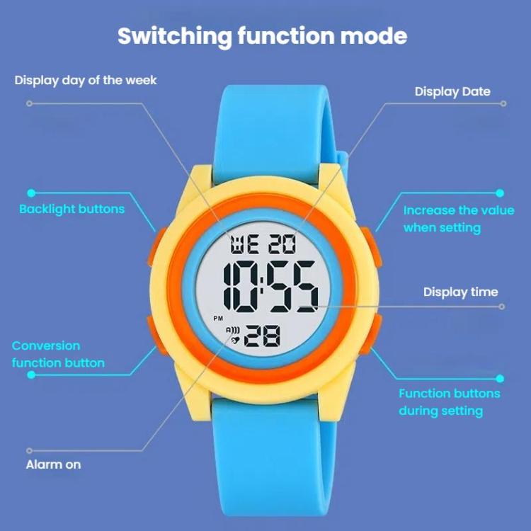 SKMEI 2429 Youth Electronic Watch Simple Outdoor Sports Watch(Pink Blue) - free shipping - PMC TechLife - Order now!