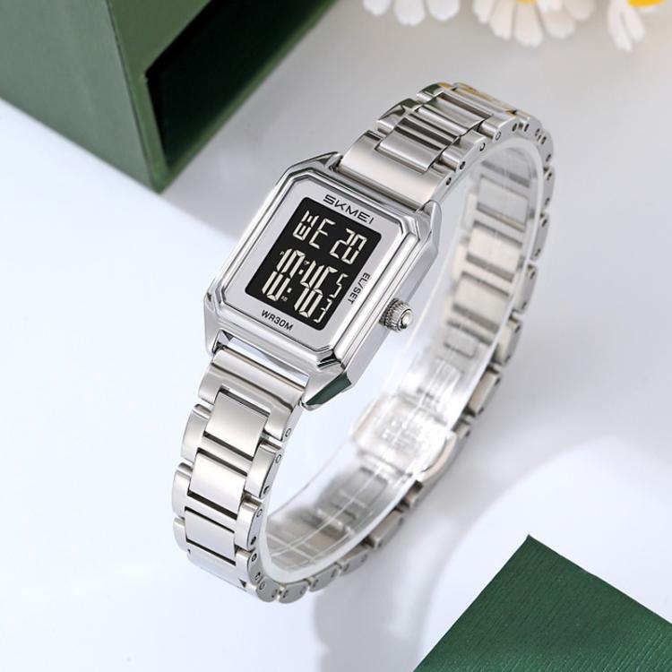SKMEI 2493 Small Women Electronic Watch Square Steel Strap Watch, Style: Black Case Black - free shipping - PMC TechLife - Order now!