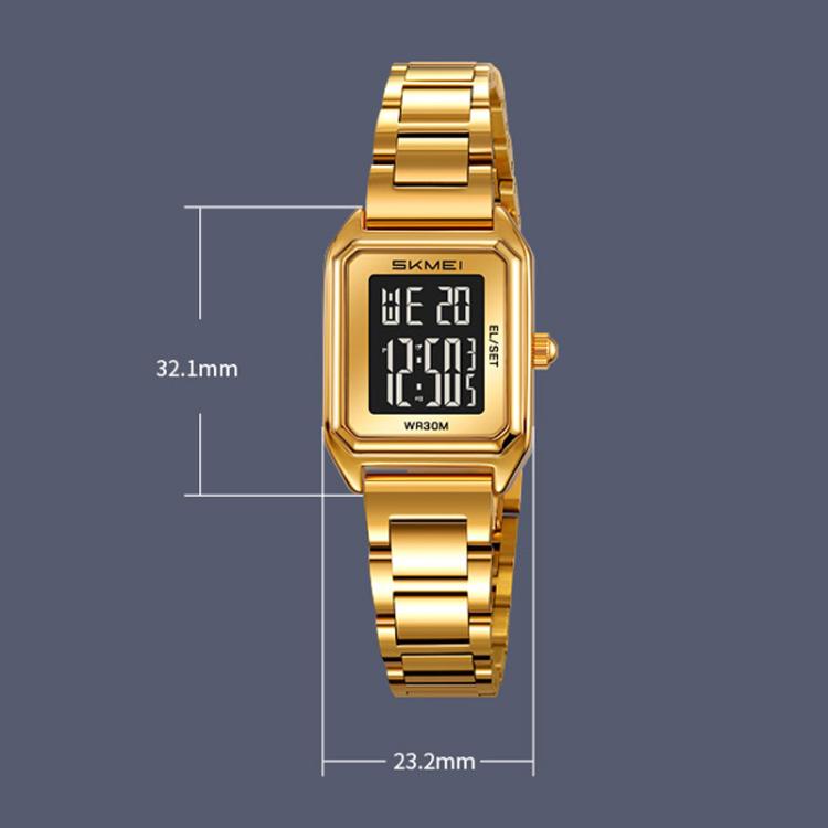 SKMEI 2493 Small Women Electronic Watch Square Steel Strap Watch, Style: Black Case White - free shipping - PMC TechLife - Order now!