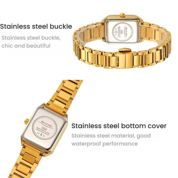 SKMEI 2493 Small Women Electronic Watch Square Steel Strap Watch, Style: Black Case White - free shipping - PMC TechLife - Order now!