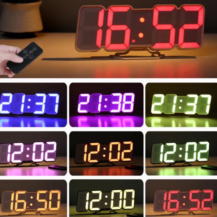 RGB Color Changing 3D Digital Clock With Voice Control, Adjustable Brightness, Temperature Display & Remote, Spec: Ordinary White - free shipping - PMC TechLife - Order now!
