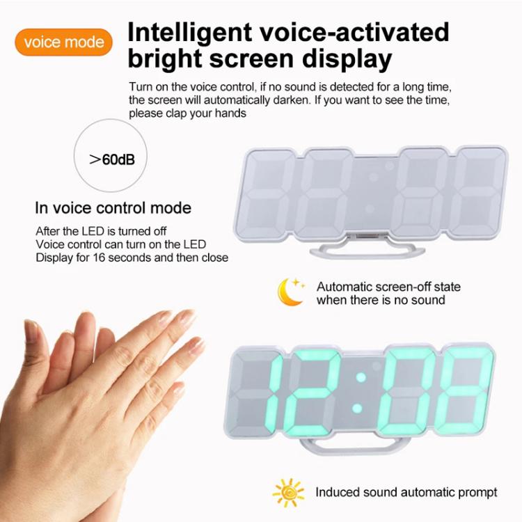 RGB Color Changing 3D Digital Clock With Voice Control, Adjustable Brightness, Temperature Display & Remote, Spec: Ordinary Black - free shipping - PMC TechLife - Order now!