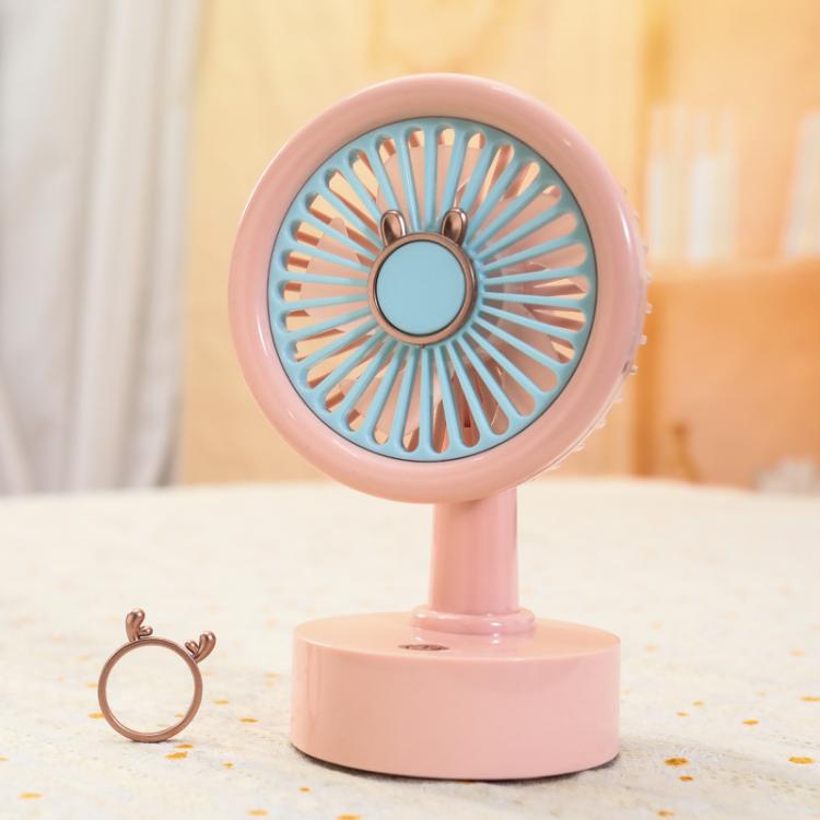 Student USB Small Desktop Fan Replaceable Animal Ears Multi-Speed Lithium Battery Mute Fan, Color: Pink Deer - free shipping - PMc TechLife - Order now!