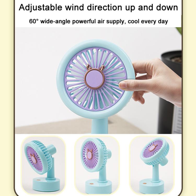 Student USB Small Desktop Fan Replaceable Animal Ears Multi-Speed Lithium Battery Mute Fan, Color: Pink Deer - free shipping - PMc TechLife - Order now!