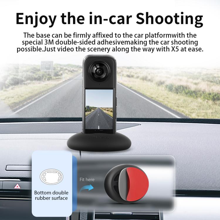 For Insta360 X5 / X4 aMagisn Silicone Base Desktop Stand Car Dashboard Holder(Black) - free shipping - PMC TechLife - Order now!