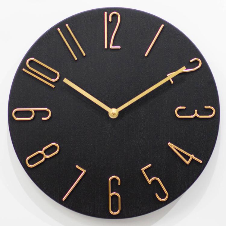 12 Inch Frameless Minimalist Wall Clock Silent Modern Quartz Clock for Living Room, Bedroom, Kitchen, Color: Black Gold - free shipping - PMC TechLife - Order now!