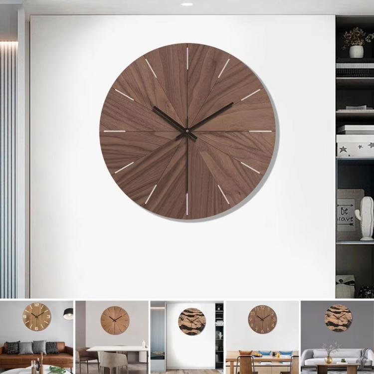 12-inch Imitation Wood Grain Texture Decorative Wall Clock Silent Quartz Clock Holiday Gift HR-CMW03 - free shipping - PMC TechLife - Order now!