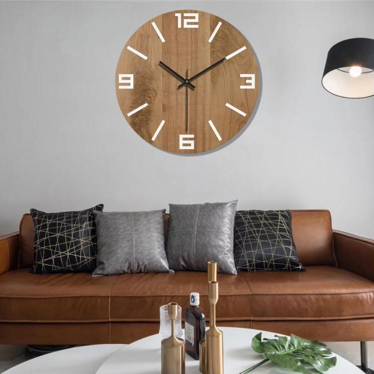 12-inch Imitation Wood Grain Texture Decorative Wall Clock Silent Quartz Clock Holiday Gift HR-CMW19 - free shipping - PMC TechLife - Order now!