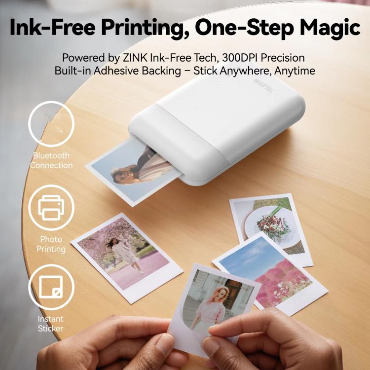 TELESIN Portable Instant Photo Printer With Magnetic Bag & Self-Adhesive Photo Paper For Travel & Memories(White) - free shipping - PMc TechLife - Order now!