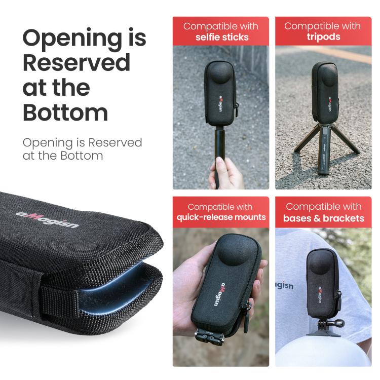 For Insta360 X5 Camera aMagisn Storage Bag Hard Shell Protective Case with Carabiner Clip - free shipping - PMC TechLife - Order now!