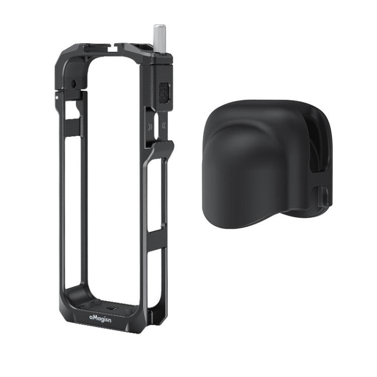 aMagisn Metal Cage for Insta360 X5 Wind Noise Reduction, Shockproof Mount with Dual Cold Shoe(Black) - free shipping - PMC TechLife - Order now!