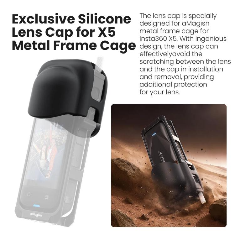 aMagisn Metal Cage for Insta360 X5 Wind Noise Reduction, Shockproof Mount with Dual Cold Shoe(Black) - free shipping - PMC TechLife - Order now!