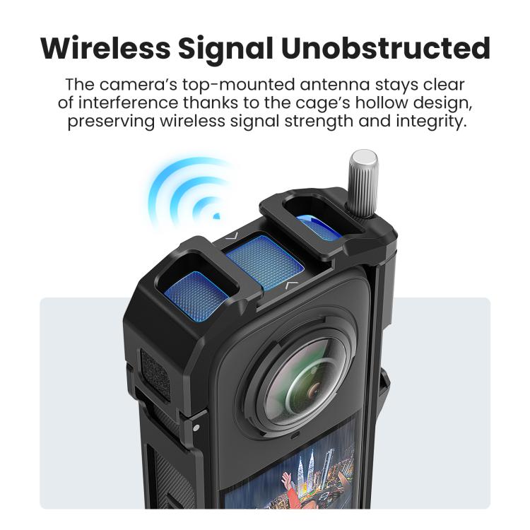 aMagisn Metal Cage for Insta360 X5 Wind Noise Reduction, Shockproof Mount with Dual Cold Shoe(Black) - free shipping - PMC TechLife - Order now!