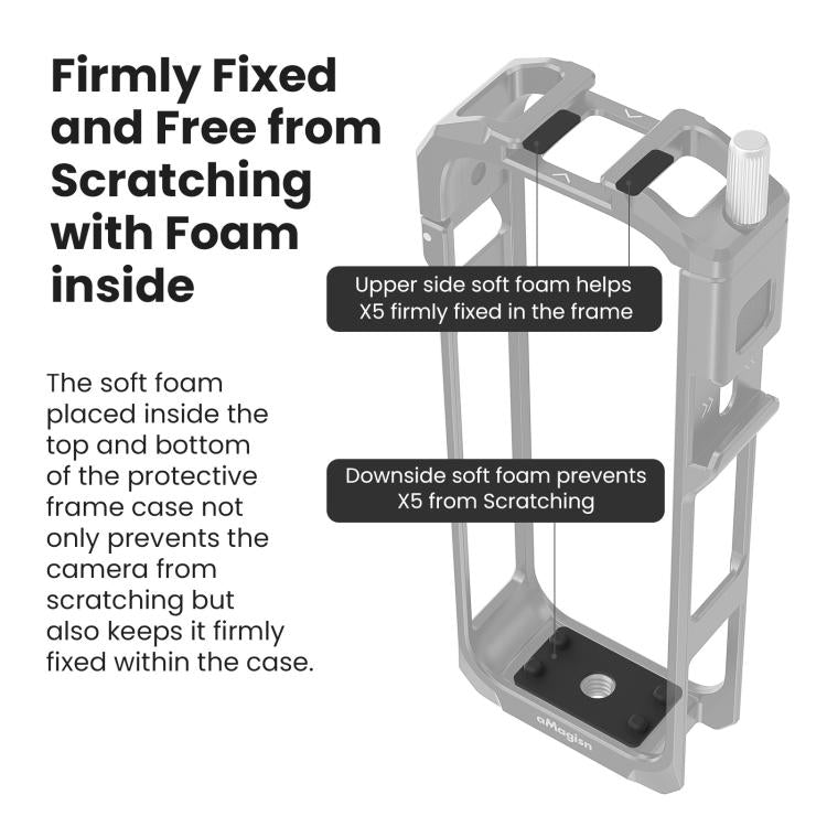 aMagisn Metal Cage for Insta360 X5 Wind Noise Reduction, Shockproof Mount with Dual Cold Shoe(Black) - free shipping - PMC TechLife - Order now!