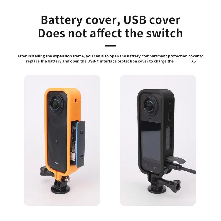 For Insta360 X5 360 Camera CQT Expandable Protective Cage Shockproof Case Vertical Black - free shipping - PMC TechLife - Order now!