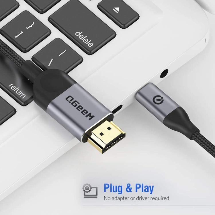 QGeeM USB-C/Type-C To HDMI Cable 4K 30Hz For Screen Mirroring & Extended Display, Cable Length: 1.8m - free shipping - PMC TechLife - Order now!