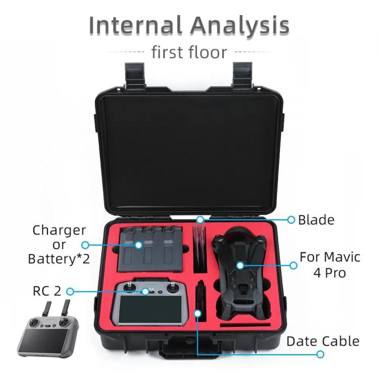 For DJI Mavic 4 Pro Fly More Combo RC 2 Explosion-Proof Box EVA Shockproof Storage Case With Shoulder Strap(Black) - free shipping - PMC TechLife - Order now!