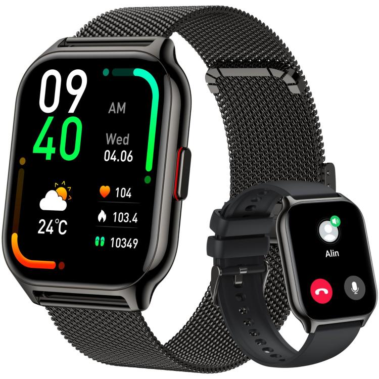 Blood Oxygen / Sleep / Heart Rate Health Monitoring Smart Watch Square Sports Double Strap Watch(Black Steel+Silicone Black) - free shipping - PMC TechLife - Order now!