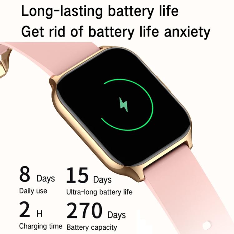 Blood Oxygen / Sleep / Heart Rate Health Monitoring Smart Watch Square Sports Double Strap Watch(Gold Steel+Silicone Pink) - free shipping - PMC TechLife - Order now!