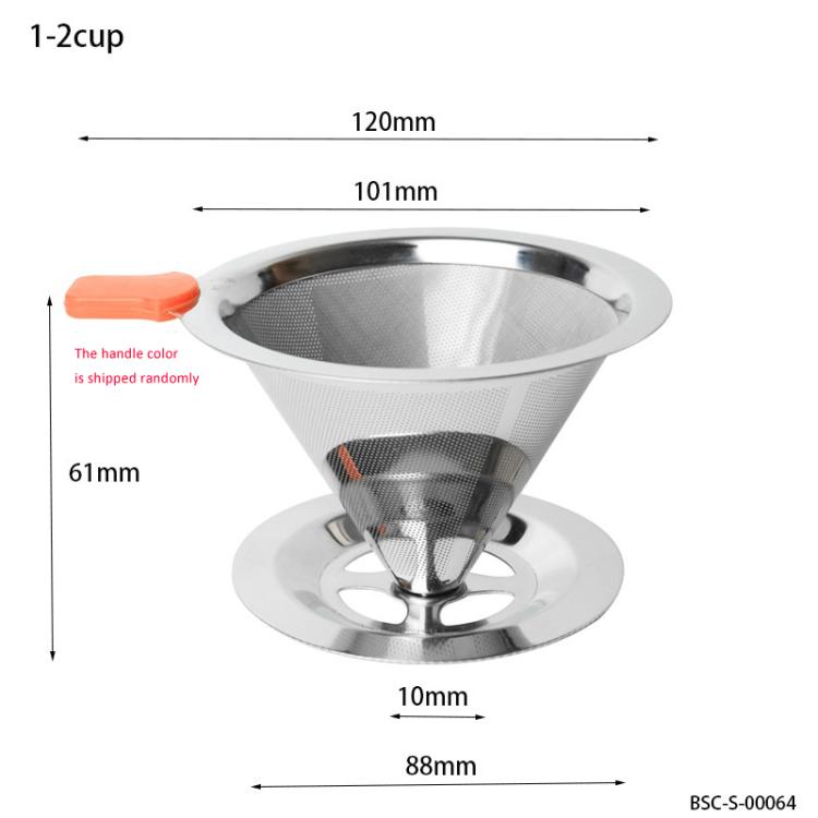 V60 Stainless Steel Coffee Filter with Base for Pour Over Brewing, Spec: 1-2 Cups 300-mesh - free shipping - PMC TechLife - Order now!